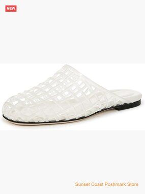 Jelly Mesh Flat Sandals Closed Toe Round Toe Slides Slip on Mules